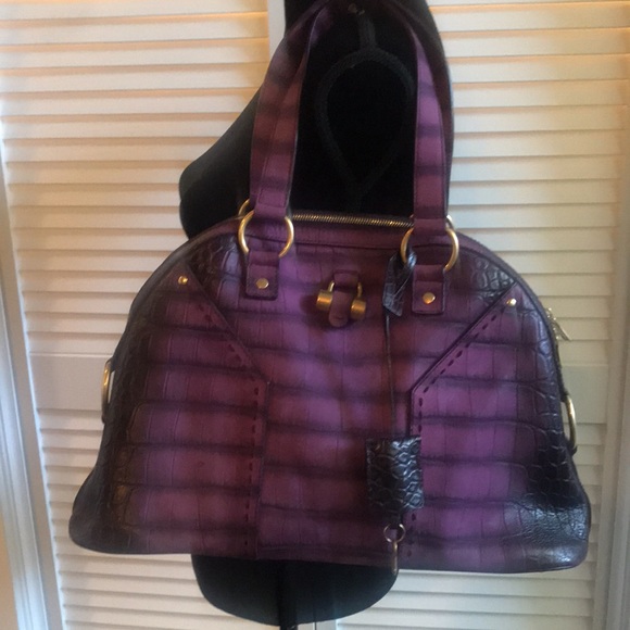 1K Reduced! Exclusive Authentic YSL Muse. Croc Purple /Violet Òmbre Shoulder Bag - Picture 10 of 15
